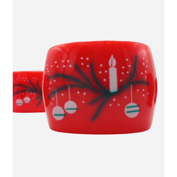 6 Vintage Christmas Napkin Rings by Reed Acrylic Red Holiday Decor Ornament MCM - Picture 2 of 13